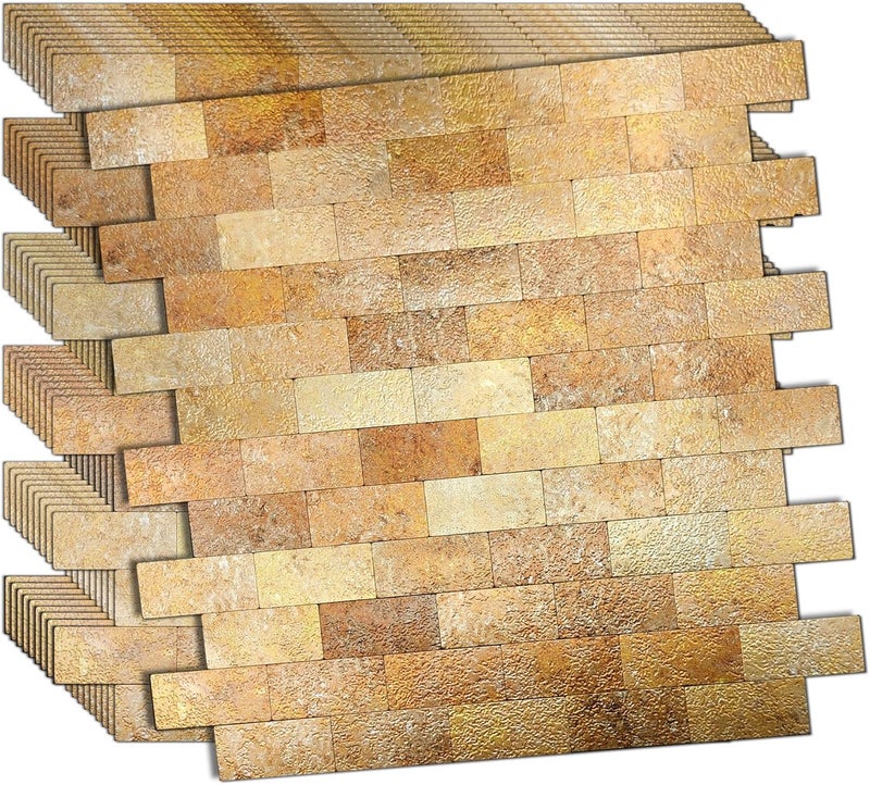 weimeisc 10-Sheet Peel and Stick Backsplash Tile for Kitchen, Self-Adhesive Backsplash Tile, Stick on Bathroom Vanities，Fireplace, Laundry Table (Printed Orange2) - Image 1